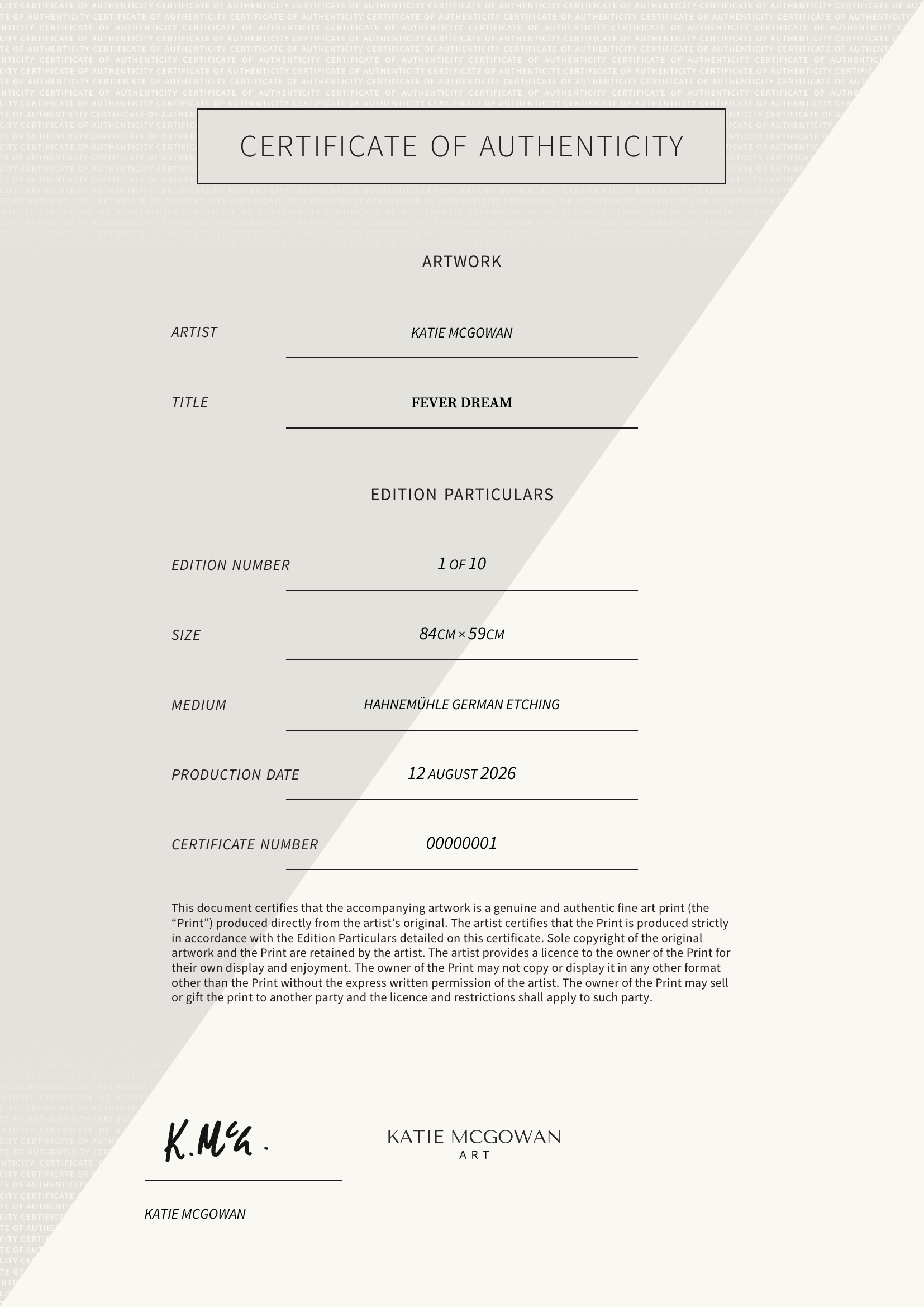 Fever Dream — Certificate of Authenticity